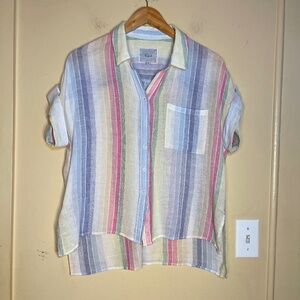 Linen Rails Multicolor Striped Button-Up Top